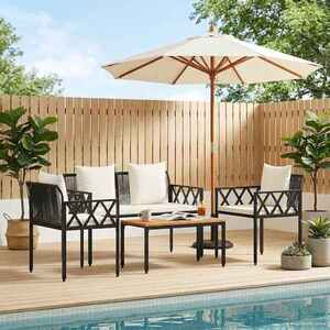 Imagine vidaXL Set de Mobilier pentru Exterior 4 buc. Negru și Alb crem