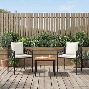Imagine vidaXL Set de Mobilier pentru Exterior 3 buc. Negru și Alb crem