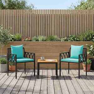 Imagine vidaXL Set de Mobilier pentru Exterior 3 buc. Negru și Turcoaz