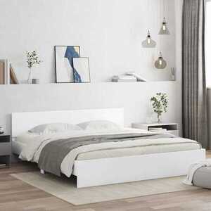 Imagine vidaXL Cadru de Pat cu Tăblie Alb 137 x 190 cm Lemn prelucrat