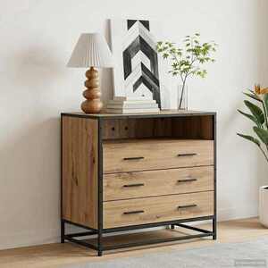 Imagine vidaXL Dulap cu sertare 3-Drawer Stejar artizanal 70 x 41 x 70 cm