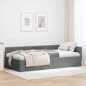 Imagine vidaXL Cadru de pat colțar Gri închis 100 x 203 cm țesătură