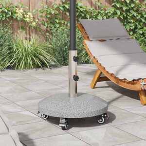 Imagine vidaXL Bază de parasol din granit cu roți pentru stâlp de 4-5 cm Gri