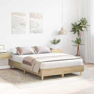 Imagine vidaXL Cadru de pat Sonoma 137 x 190 cm Lemn prelucrat