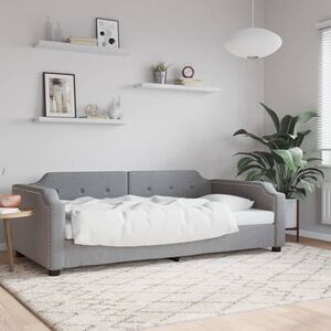 Imagine vidaXL Cadru de pat, gri deschis, 100x190 cm, material textil