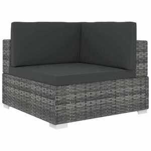 Imagine vidaXL Scaun de colț modular cu perne, gri, poliratan