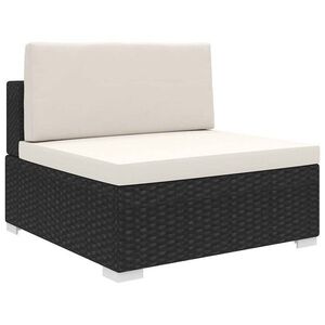 Imagine vidaXL Canapea de mijloc modulară cu perne, negru, poliratan