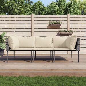Imagine vidaXL Set mobilier de grădină cu perne, 3 piese, gri, poliratan