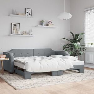 Imagine vidaXL Pat de zi cu extensie, gri deschis, 100x190 cm, textil