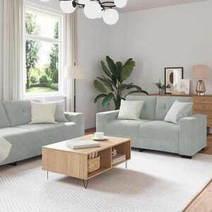 Imagine vidaXL Set de canapea 3 buc. Gri deschis Catifea