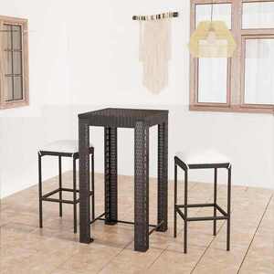 Imagine vidaXL Set mobilier bar de grădină cu perne, 3 piese, negru, poliratan