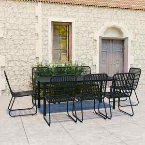 Imagine vidaXL Set mobilier de exterior, 9 piese, poliratan și sticlă