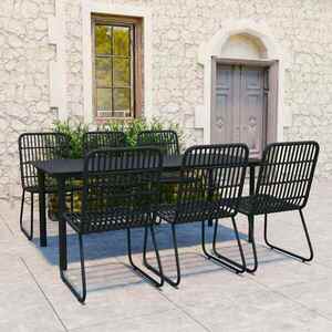 Imagine vidaXL Set mobilier de exterior, 7 piese, poliratan și sticlă