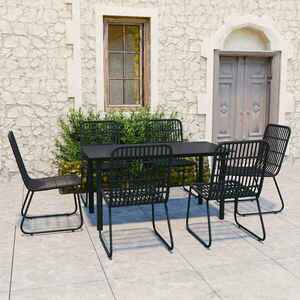 Imagine vidaXL Set mobilier de exterior, 7 piese, poliratan și sticlă