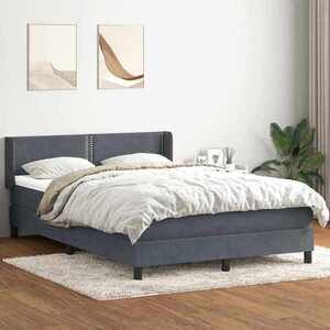 Imagine vidaXL Pat box spring cu saltea, gri închis, 160x210 cm, catifea