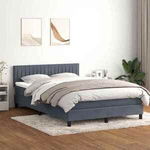 Imagine vidaXL Pat cu arcuri cu saltea și LED, gri închis, 160x210 cm, catifea