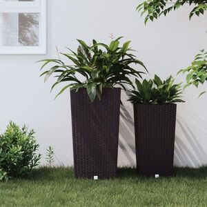 Imagine vidaXL Jardinieră cu interior detașabil, maro, 21 / 49 L, PP ratan