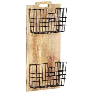 Imagine vidaXL Suport reviste montat pe perete, 33x10x67 cm, lemn masiv mango