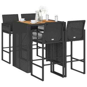 Imagine vidaXL Set mobilier bar de grădină fără perne 5 piese negru poliratan
