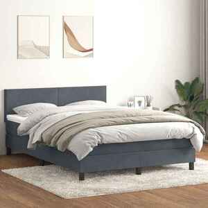 Imagine vidaXL Pat cu arcuri cu saltea și LED, gri închis, 160x210 cm, catifea