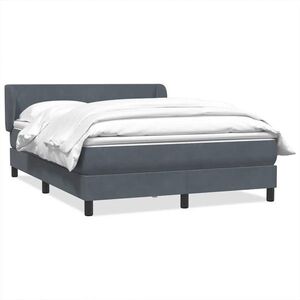Imagine vidaXL Pat box spring cu saltea, gri închis, 160x210 cm, catifea