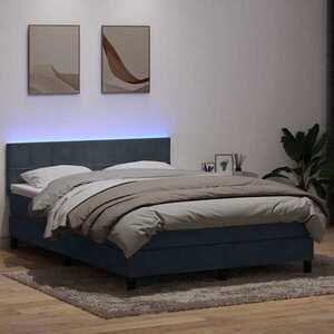 Imagine vidaXL Pat cu arcuri cu saltea și LED, gri închis, 160x210 cm, catifea