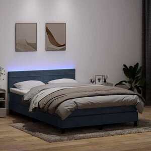 Imagine vidaXL Pat cu arcuri cu saltea și LED, gri închis, 160x210 cm, catifea
