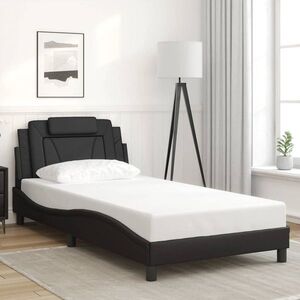 Imagine vidaXL Cadru de pat, Viana, fără saltea, negru, 100x190cm, piele ecologică