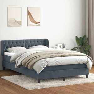 Imagine vidaXL Pat box spring cu saltea, gri închis, 160x210 cm, catifea