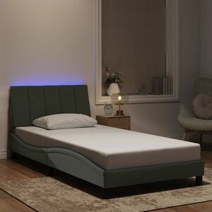 Imagine vidaXL Cadru de pat cu LED fără saltea, Hanko, gri deschis, 100x190 cm, catifea