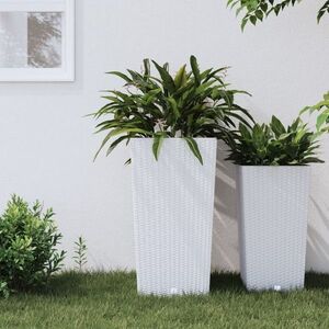 Imagine vidaXL Jardinieră cu interior detașabil, alb, 21 / 49 L, PP ratan