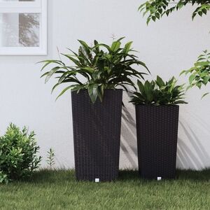 Imagine vidaXL Jardinieră cu interior detașabil, antracit, 21 / 49 L, PP ratan
