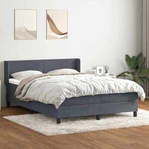 Imagine vidaXL Pat box spring cu saltea, gri închis, 160x210 cm, catifea
