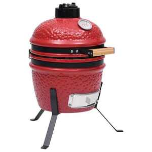 Imagine vidaXL Grătar cu afumătoare 2-în-1 Kamado, roșu, 56 cm, ceramică