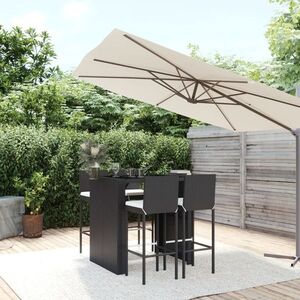 Imagine vidaXL Set mobilier bar de grădină cu perne, 5 piese, negru, poliratan