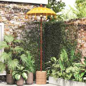 Imagine vidaXL Parasol Balinez 125 x 125 x 260 cm Bumbac, Lemn masiv și Bambus