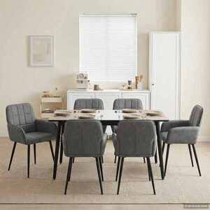 Imagine vidaXL Scaune de dining 6 buc. Catifea Gri închis 56.5 x 50 x 85 cm