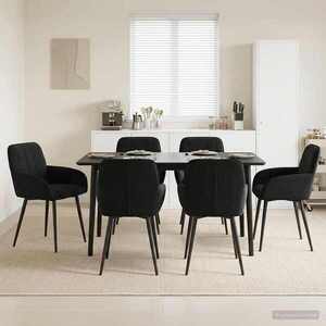 Imagine vidaXL Scaune de dining 6 buc. Catifea Negru 56.5 x 50 x 85 cm