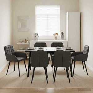 Imagine vidaXL Scaune de dining 6 buc. Piele artificială Negru