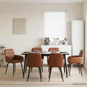 Imagine vidaXL Scaune de dining 6 buc. Piele artificială Maro