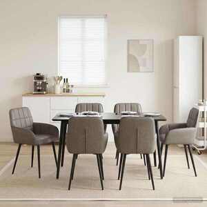 Imagine vidaXL Scaune de dining 6 buc. Piele artificială Gri 56, 5 x 50 x 85 cm
