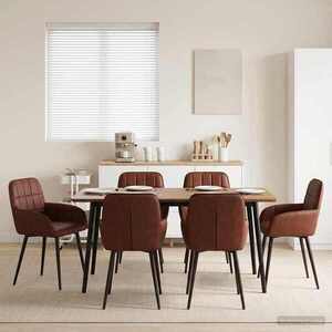 Imagine vidaXL Scaune de dining 6 buc. Piele artificială Maro Lucios