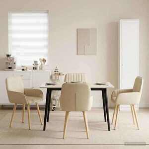 Imagine vidaXL Scaune de dining 4 buc. Țesătură Crem 56, 5 x 50 x 87, 5 cm
