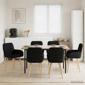 Imagine vidaXL Scaune de dining 6 buc. Țesătură Negru 56, 5 x 50 x 87, 5 cm
