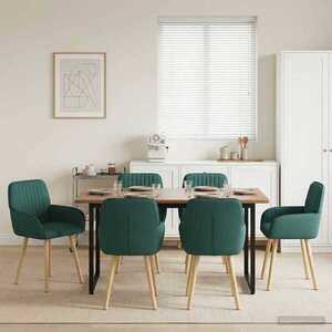 Imagine vidaXL Scaune de dining 6 buc. Țesătură Verde închis