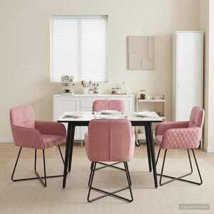 Imagine vidaXL Scaune de dining 4 buc. Catifea Roz 59 x 56, 5 x 86 cm