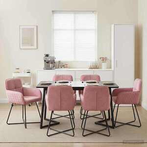 Imagine vidaXL Scaune de dining 6 buc. Catifea Roz 59 x 56, 5 x 86 cm