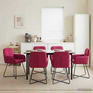 Imagine vidaXL Scaune de dining 6 buc. Catifea Roșu Vin 59 x 56, 5 x 86 cm