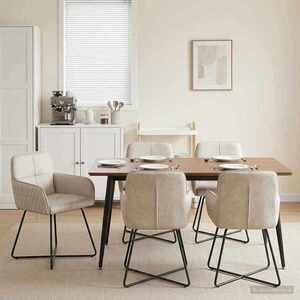 Imagine vidaXL Scaune de dining 6 buc. Catifea Crem 59 x 56, 5 x 86 cm