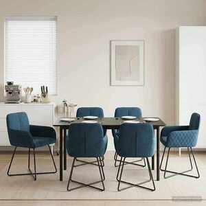 Imagine vidaXL Scaune de dining 6 buc. Catifea albastru 59 x 56, 5 x 86 cm